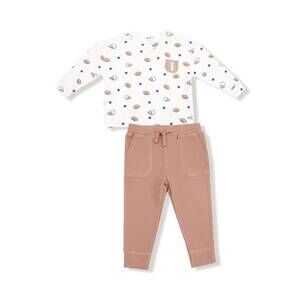 NEW ANGEL DEAR boy's long sleeves shirt & jogger set in beige